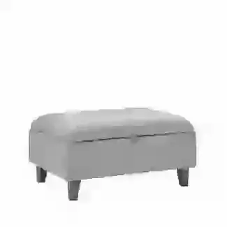 Grey Fabric Storage Footstool with Dark Legs